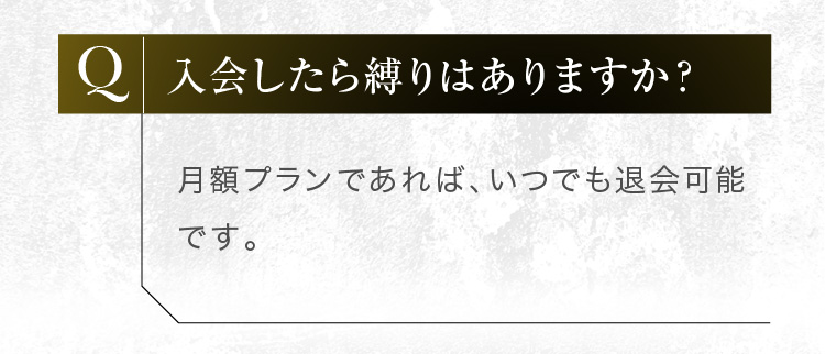 月額プランであれば、いつでも退会可能です。